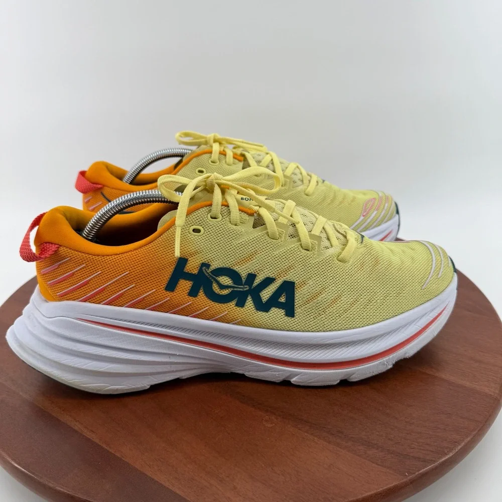 Hoka Bondi X Running Shoes Mens Yellow Pear/Radiant Yellow Carbon Plate 12D*flaw